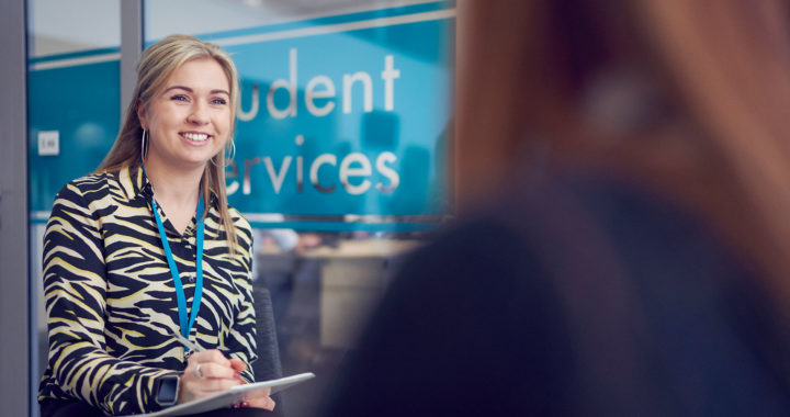 A student support counsellor providing support to a student at Sunderland College