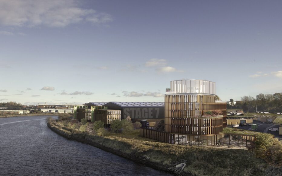 An artists impression of what the new Crown Works Film Studio on the banks of the River Wear in Sunderland will look like.