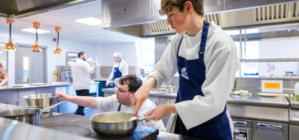 Hospitality students at Sunderland College City Campus working in kitchen