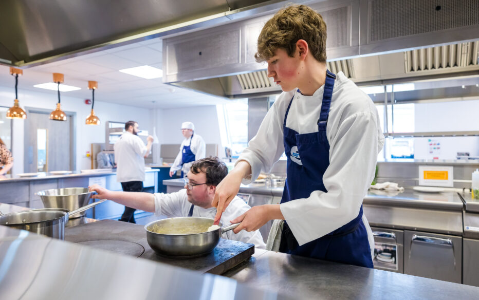 Hospitality students at Sunderland College City Campus working in kitchen
