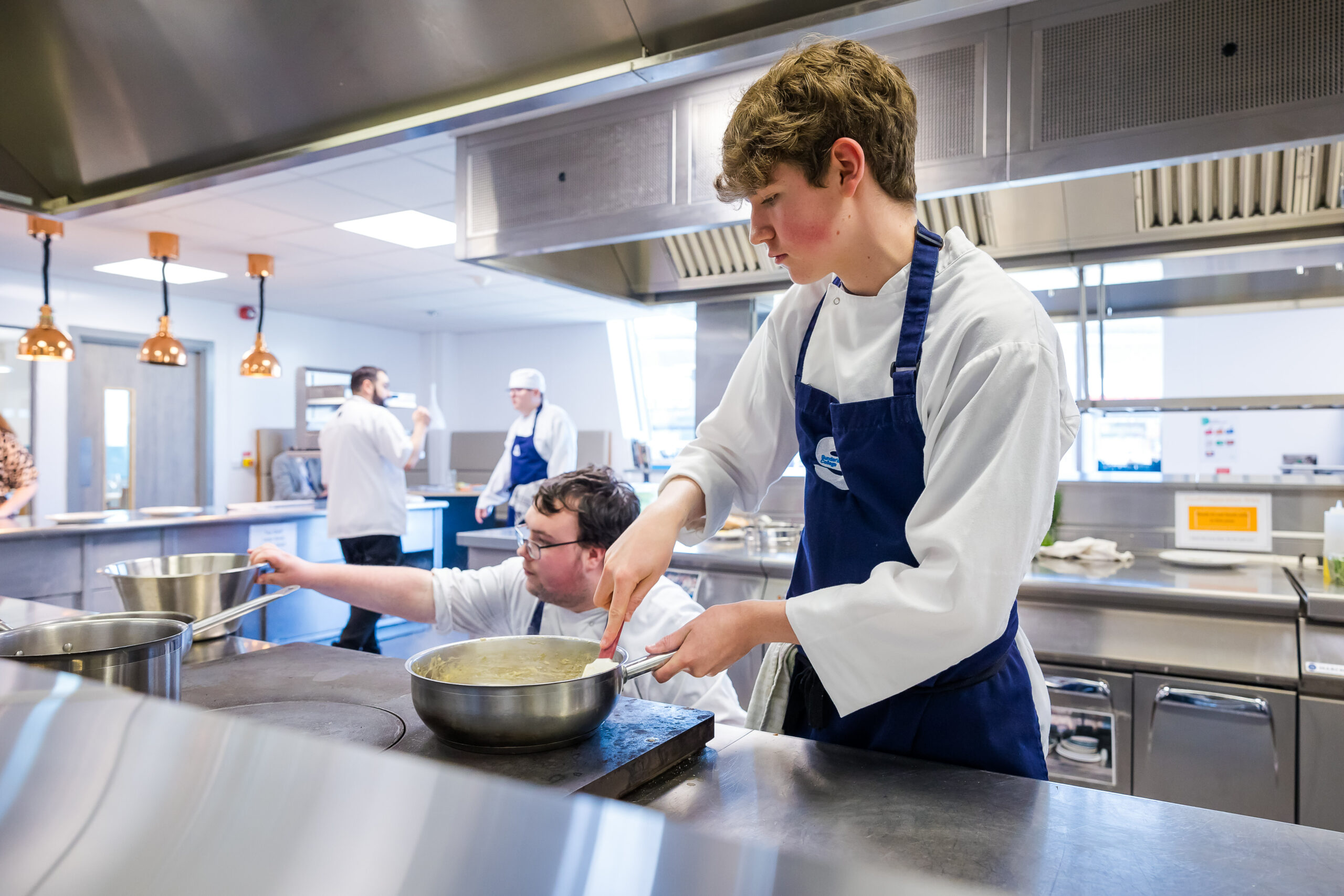 Hospitality students at Sunderland College City Campus working in kitchen